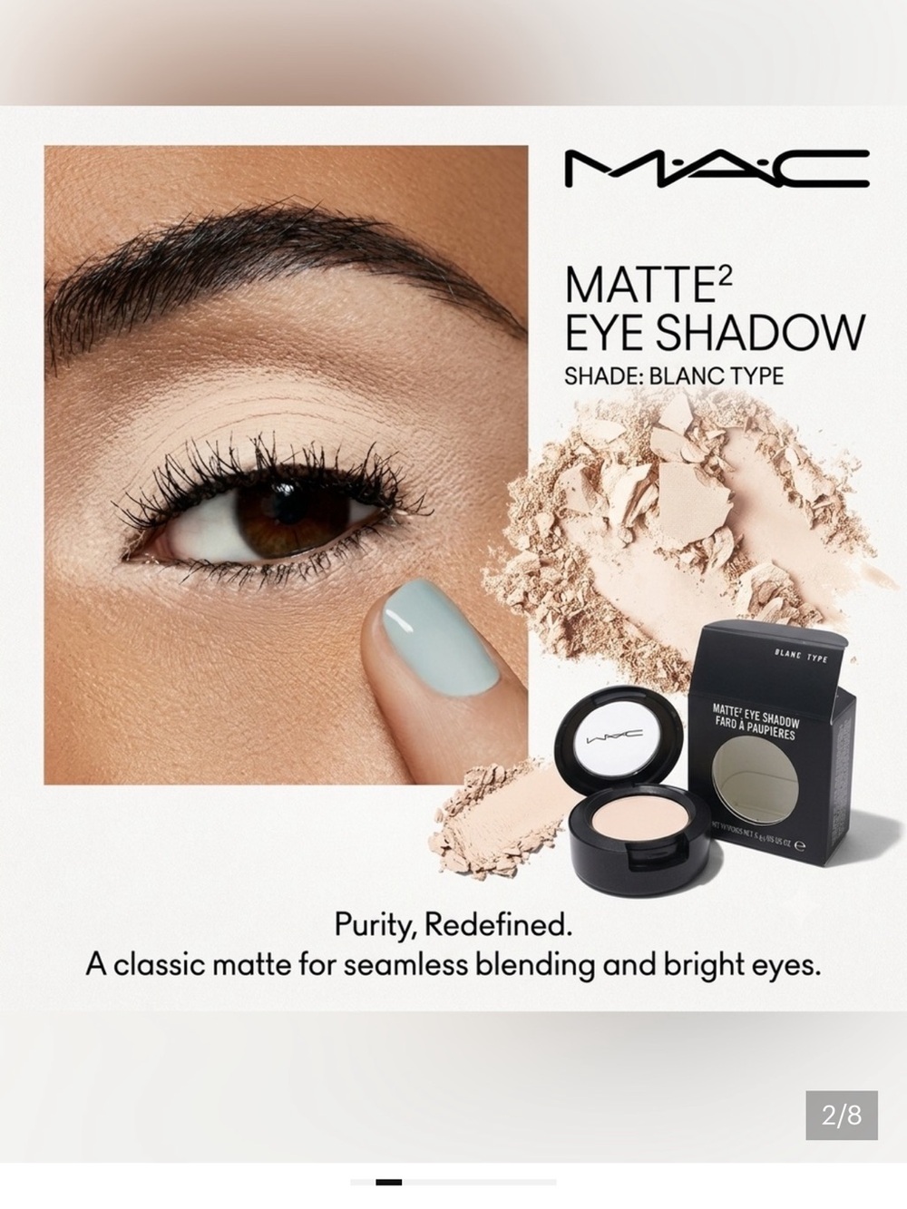 New! MAC Blanc Type eyeshadow - Picture 2 of 3